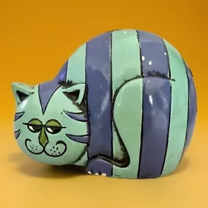 Vintage 1960s Blue Cheshire Cat Piggy Bank Japan MCM Paper Mache Sheridan-East - Picture 1 of 6