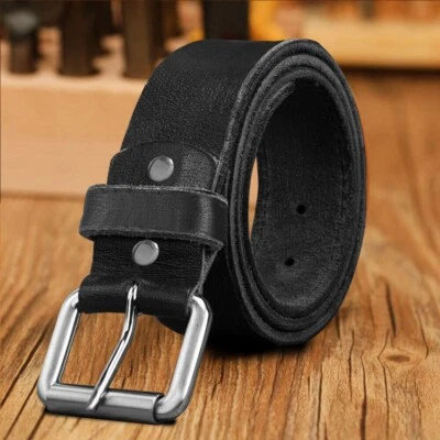 SHOPDIRECT24 Leather Mens Belts Real New Buckle Trouser Brown Black Jeans Belt Buckle