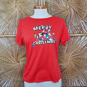 Camiseta Disney Roja Talla S-M Feliz Navidad Mickey Minnie Pluto Goofy Donald - Imagen 1 de 9