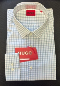Hugo Boss Herren Kenno schmale Passform pastellblau Kleid Shirt - Größen 15,5 - 17,5 - Bild 1 von 5