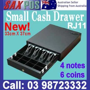 New SAXPOS 330C Small Cashdrawer Black, 4 Bills, 6 Coins RJ11 12V - Picture 1 of 2