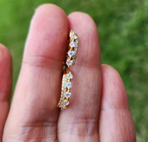 White Sapphire Channel Crown Hinged Hoop14mm Earrings Yellow Gold-plated Silver - Picture 1 of 5