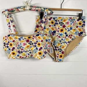 Old Navy Womens Floral Bikini Swimsuit sz L/XL NWT High Waisted Multicolor Beach - Picture 1 of 21