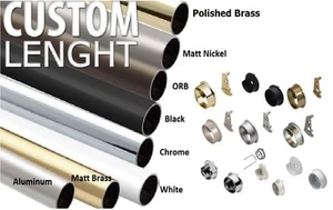 Aluminum Closet Rod with 2 wall Flanges Black 1-5/16" 32" Long - Picture 1 of 1