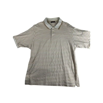 Haggar Men’s Golf Polo Shirt XL White Yellow Striped Excellent p2/23 - Image 1 of 4