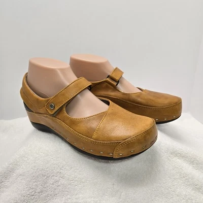 Sandálias femininas Wolky Strap Cloggy Mary Jane amarelas com tiras sapatos de caminhada tamanho 40 - Imagem 1 de 4