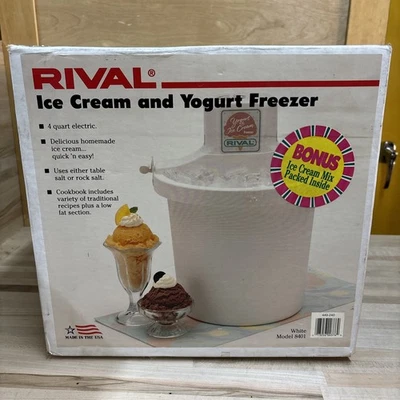 NUEVO Congelador de Helados y Yogur Rival Vintage Melocotón 4 Cuartos Eléctrico Modelo 8401 Foto 1 de 4