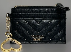 VICTORIA'S SECRET ESTUCHE DE IDENTIFICACIÓN LLAVERO Cartera con Cremallera - Nuevo sin Etiquetas Negro - Imagen 1 de 7