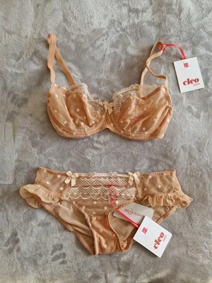 Panache Cleo Marcie Balconette Bra Beige Nude 28E With Briefs Size 10 Brand New - image 1 of 4