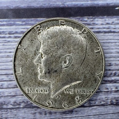 Medio dólar Kennedy 1968 D, 40 % plata, hermosa moneda, acuñada en Denver Foto 1 de 4