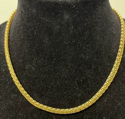 Technibond  Puffed Tulipano Necklace 14K Yellow Gold Silver 18" 20g - Image 1 of 4