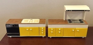 Vintage TOMY Smaller Homes Dollhouse Stove Dishwasher Sink Kitchen Furniture - Picture 1 of 19