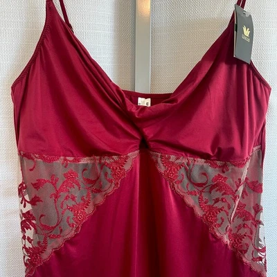 Wacoal Deep Red Lace Panels Dramatic Interlude Chemise Size L Sexy Lingerie NWT - Image 1 of 4