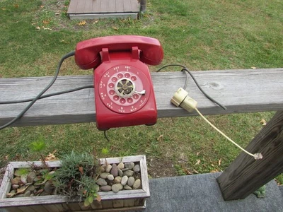 Vintage RED Bell System by Western Electric Rotary Telephone, Pre-1970 - Image 1 of 4