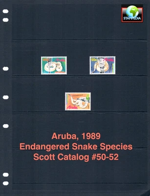 $5.00 Scott Value - 1989 ARUBA Serpientes Reptiles del Mar Caribe CV MNH NH UMM Foto 1 de 4