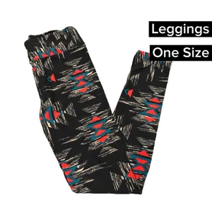 LuLaRoe OS One Size Leggings NWT Black Background Aztec Beautiful NEW - Picture 1 of 2