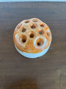 Antique Carlton Ware Orange Lustre Flower Frog - Picture 1 of 9