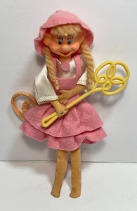Bambola Pixie vintage posabile in feltro e seta con coda - possibilmente figura da favola - Foto 1 di 4