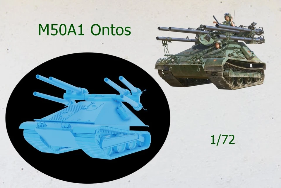 Kit maqueta para montar y pintar - Vehículo militar  .  M50A1 ONTOS   -  1/72 - Immagine 1 di 1