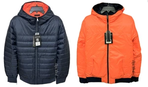 Pajar Maxwell Men's Lightweight Reversible Quilted Puffer Bomber Navy/Oran M NWT - Picture 1 of 17