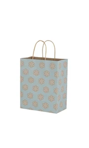 Bolsas de compras de papel SSWBasics medianas - copo de nieve azul - Estuche de 100 - Imagen 1 de 1