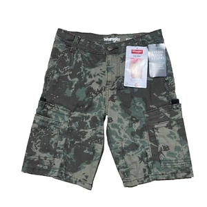 NEW! Wrangler GAMER Cargo Shorts/ Boys (6) Green Camo Cotton Stretch Blend NWT - Picture 1 of 6