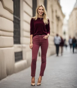 Topshop - Jamie Cord Jeans Red Burgundy W30 L30 NEW Tiktok Skinny Y2k - Bild 1 von 12