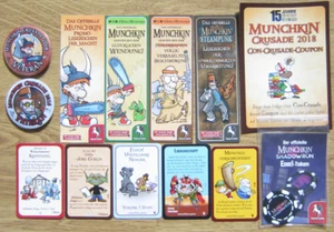 Munchkin 5 Promo Karten, 4 Lesezeichen, 2 Buttons & Shadowrun Edge Token Neuw. - Bild 1 von 1