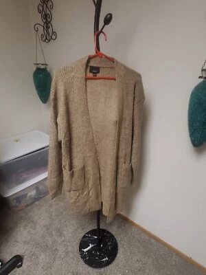 Nuevo con etiquetas Suéter Lumiere Tostado/Marrón Cárdigan Abierto Talla Med Tejido Abierto Manga Larga Foto 1 de 4