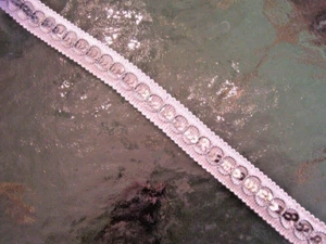 10yds ELEGANT 3/4" PINK BRAID W/ LOOPY CORD DESIGN SILVER SEQUINS DRESS OR DECOR - Picture 1 of 2