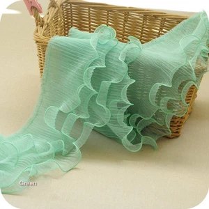 3 Layers Pleated Ruffles Trim Mesh Frill Sewing Edge Trimming Lace Craft By Yard - Picture 1 of 27