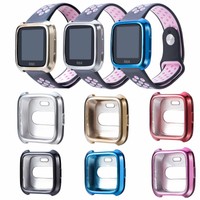 Metallic Soft TPU Frame Full Case Cover Shell For Fitbit Versa Smart Watch