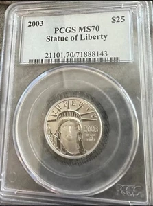 2003 Statue Of Liberty Platinum $25 1/4 Ounce PCGS MS70 - Picture 1 of 2