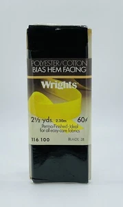 NIP 1976 Wrights Vintage Black 31 Rayon Bias Hem Facing Sewing Trim 2 1/2 Yards - Picture 1 of 2
