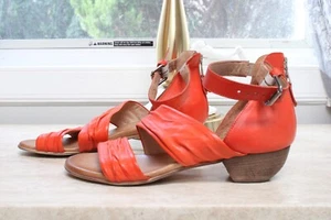 Miz Mooz - Leather Heeled Ankle Strap Sandals - Cassie - Mandarin - EU 40 9- 9.5 - Picture 1 of 8