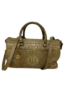 Vintage Brahmanen braune Schultertasche aus Leder Krokus - Bild 1 von 19