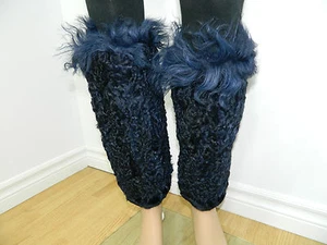 BLUE PERSIAN LAMB FUR GAITERS LEG WARMERS ONE SIZE n.314 - Bild 1 von 2