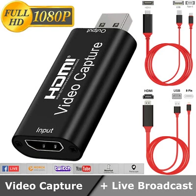 HDMI to USB2.0 Video Capture Card 1080P Recorder Phone Game/Video Live Streaming - Image 1 of 4