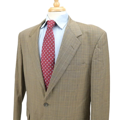 Aquascutum Medium Brown Glen Plaid Wool Blazer Sport Coat Jacket Mens 42R-43R - Image 1 of 4