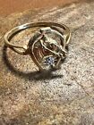Horse Head Horse Shoe Ring accented with Solitaire Diamond 10K Gold size 7