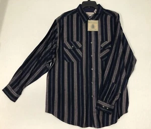 VTG Northwest Territory Shirt Men's L Blue Stripe Acrylic Flannel Lumberjack NWT - Picture 1 of 12