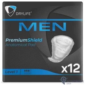 1x Drylife Men Premium Shield Incontinence Pads - Level 1 - Pack of 12- 385ml - Picture 1 of 7