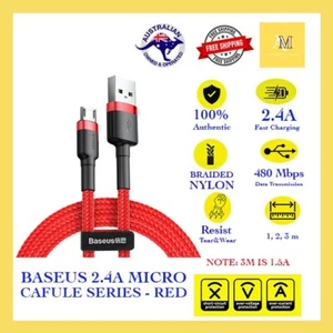 Baseus 2.4A USB to USB Micro Fast Charging Cable for Android Phones - Data Wire - Picture 1 of 48
