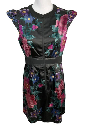 Nanette Lepore Women Color Block Sheath Cap Sleeve Silk Blend Dress Size 6 E2 - Image 1 of 4