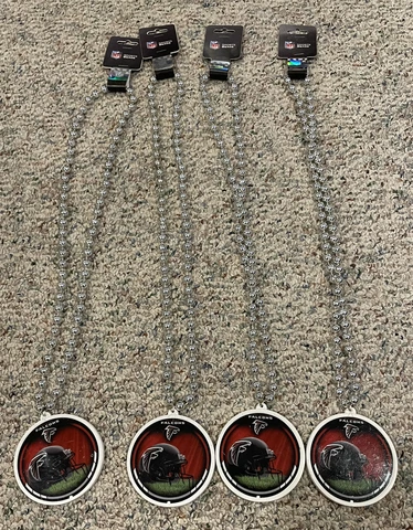 Set Of 4 Atlanta Falcons Sports Beads NFL /Mardi Gras Necklaces *Some Scratches Cover