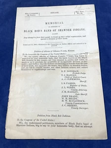 1870 Senate Report, Black Bob's Band of Shawnee Indians, Petition Johnson Kansas - Imagen 1 de 8