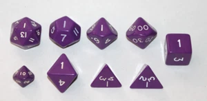 Juego 9 dados y juegos D&G dados poliédricos púrpura real EXC 2xd4 d6 d8 3xd10 d12 d20 - Imagen 1 de 2