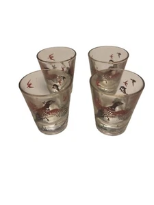 Vintage Mid-Century Hazel-Atlas Pheasant Bird Hunting Shot Glasses Set of 4 - Picture 1 of 3