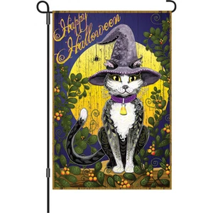 Candy Corn Cat  Brilliance (12" x 18" Approx ) Garden Size Flag PR 56075 - Picture 1 of 1