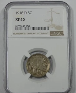 1918-D Buffalo Nickel CERTIFIED NGC XF 40 5-Cents - Picture 1 of 4
